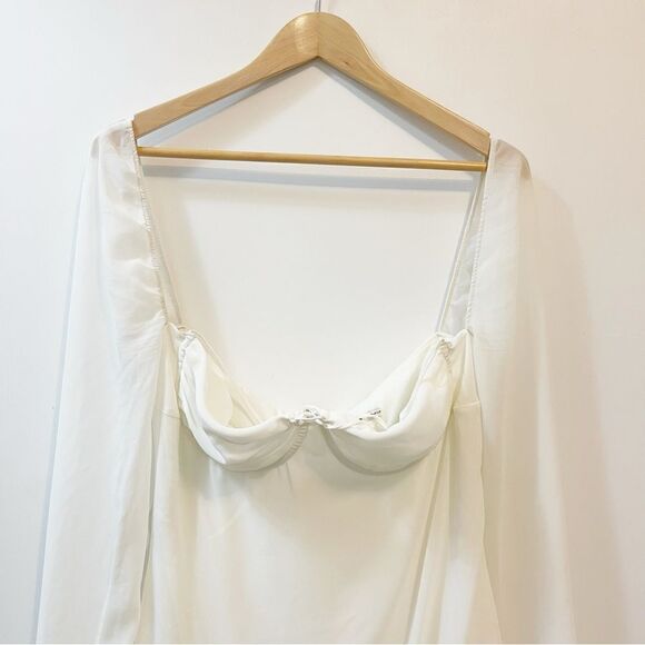 House of CB Babydoll Ivory Chiffon Halter Dress Size L ( Plus Cup) - Picture 6 of 13